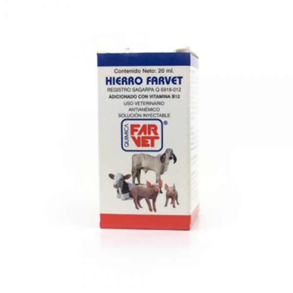 Hierro Farvet para laPrevención y tratamiento de anemias causadas por deficiencia de hierro en los cerdos y ganado bovino.