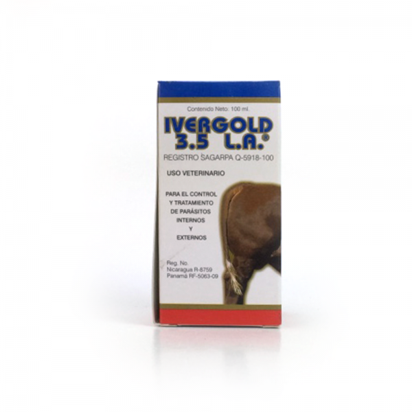 Ivergold 3.5 L.A para el control y tratamiento de gusanos redondos , así como de ectoparásitos; moscas, piojos y ácaros de la sarna.