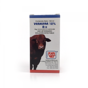 Vermifar 12 % B12 tratamiento para animales parasitados con vermes gastrointestinales y pulmonares, esta adicionado con vitaminas y complejo B.