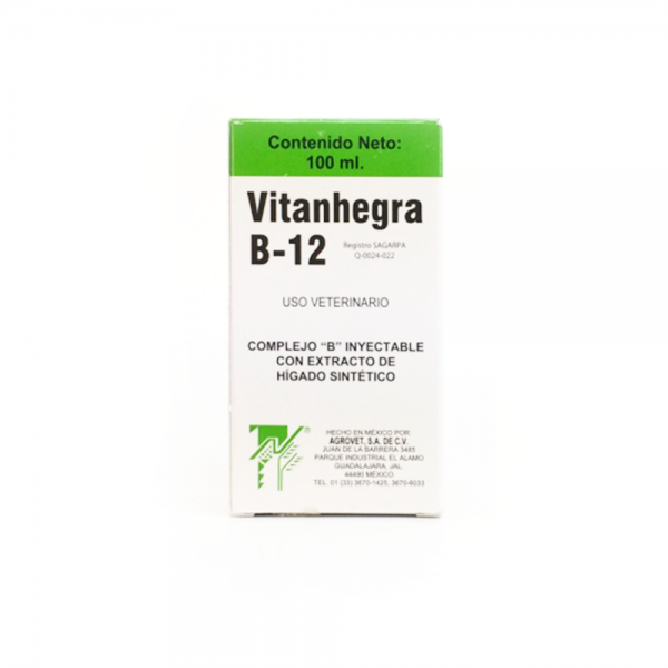 Vitanhegra B-12 100 ML Vitamínico, hematopoyético, antianémico y antineurítico. Complejo vitamínico B inyectable.