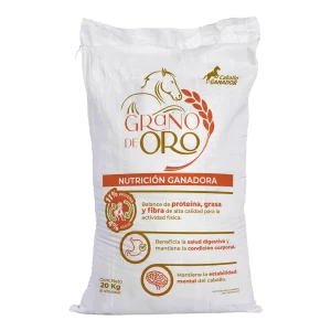 Grano de oro Alimento balanceado para caballos con actividad moderada; Balance de proteína, grasa y fibra de alta calidad para la actividad física.