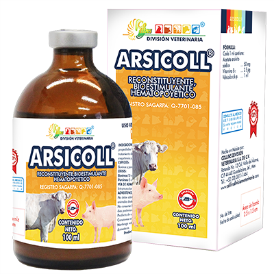 Arsicoll 100 ml Reconstituyente, bioestimulante y hematopoyético, coadyuvante en programas de sincronización de celo.