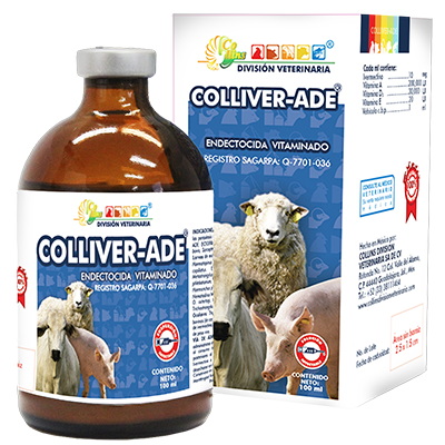Colliver-ADE 500 ml Ivermectina de larga acción, contra parásitos internos y externos, adicionada de vitaminas.
