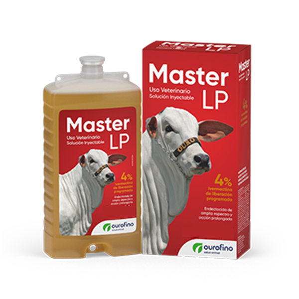 MASTER LP CON IVERMECTINA AL 4% 50 ML, indicado en el control de los nematodos gastrointestinales y pulmonares de los bovinos.