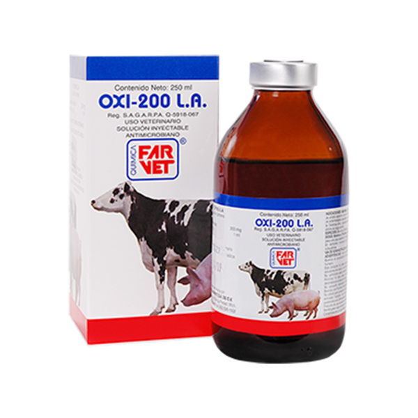 Oxi-200 LA para el tratamiento de enfermedades causadas por bacterias y Micoplasmas que sean sensibles al antimicrobiano de la oxitetraciclina.