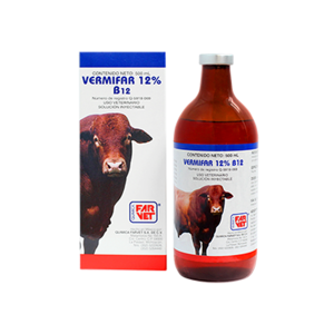 Vermifar 12% B12, está indicado para el tratamiento de animales parasitados con vermes gastrointestinales y pulmonares.