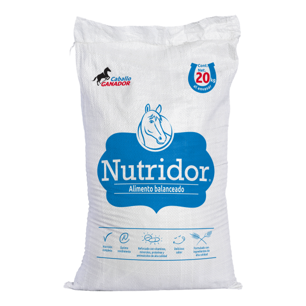 NUTRIDOR CABALLOS 20 KG Alimento balanceado para caballos con nivel de actividad baja, elaborado con ingredientes de alta calidad.