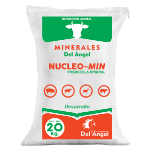 MINERALES DEL ANGEL 20 KG Nucleo-Min Premezcla mineral que combina macroelementos y microelementos para el ganado bovino.