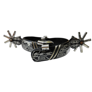 Espuela pavonada 1 par de diseño artesanal, acero inoxidable.